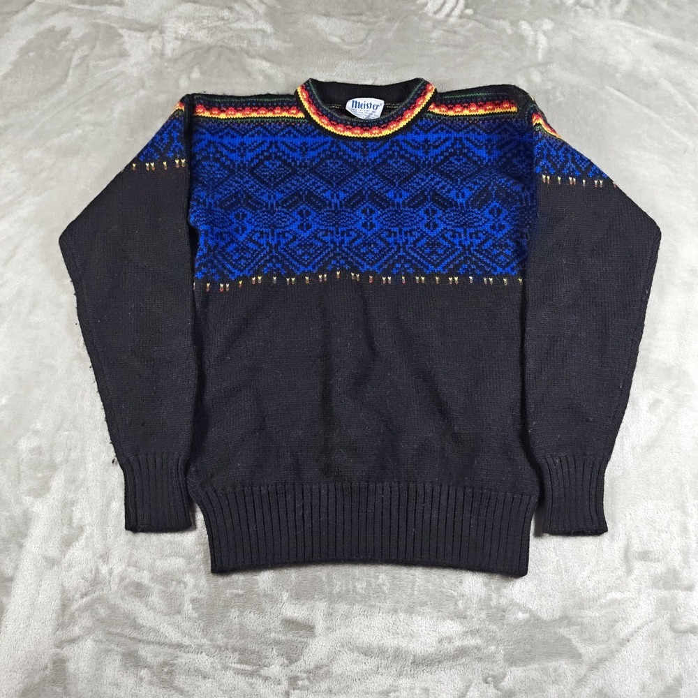 Vintage Meister Sweater Kids Youth Medium Ski Snow Wool Nordic Pullover 80s